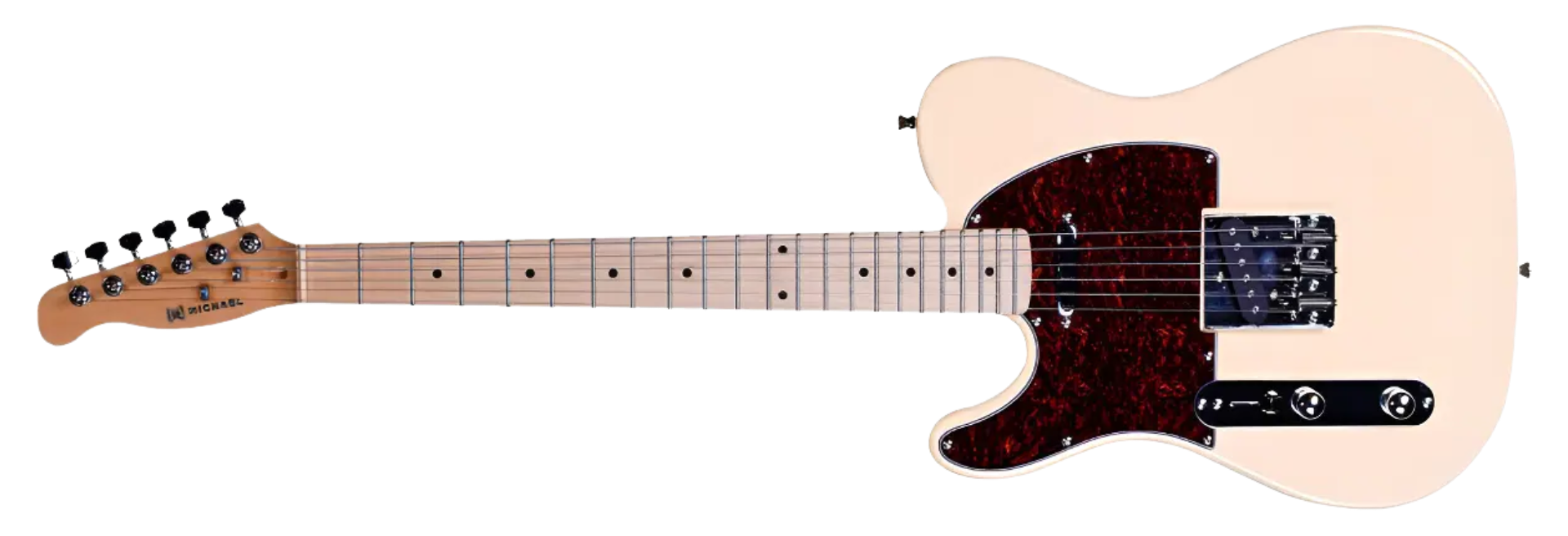 Guitarra Michael GM385LH CR Cream Telecaster LH Canhoto com Captadores Lipstick e Single Coil e Trastes Extra-Jumbo