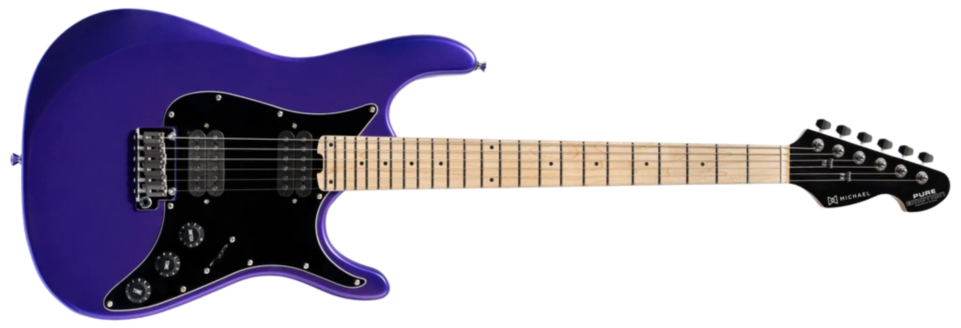 Guitarra Michael GMS280 MTP Metallic Purple Strat Style HH com 2 Humbuckers Cerâmicos e Trastes em Inox