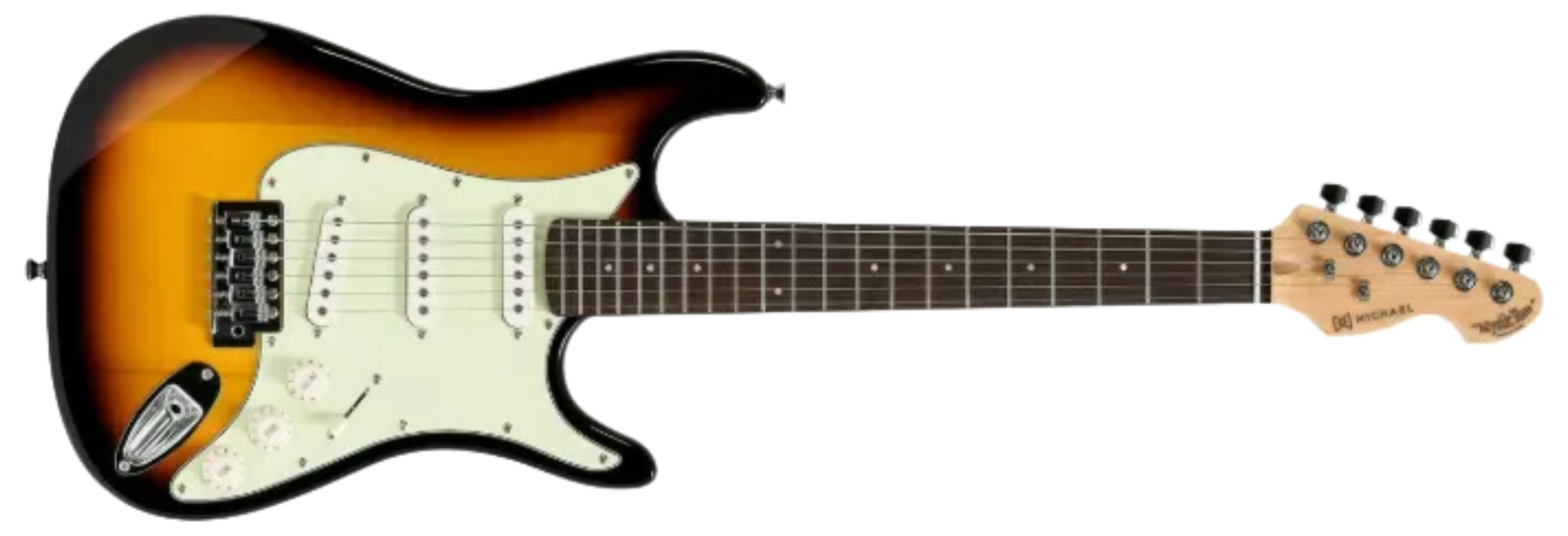 Guitarra Michael GMS100 SUB Sunburst Stratocaster com 3 Captadores Single Coil e Ponte Tremolo