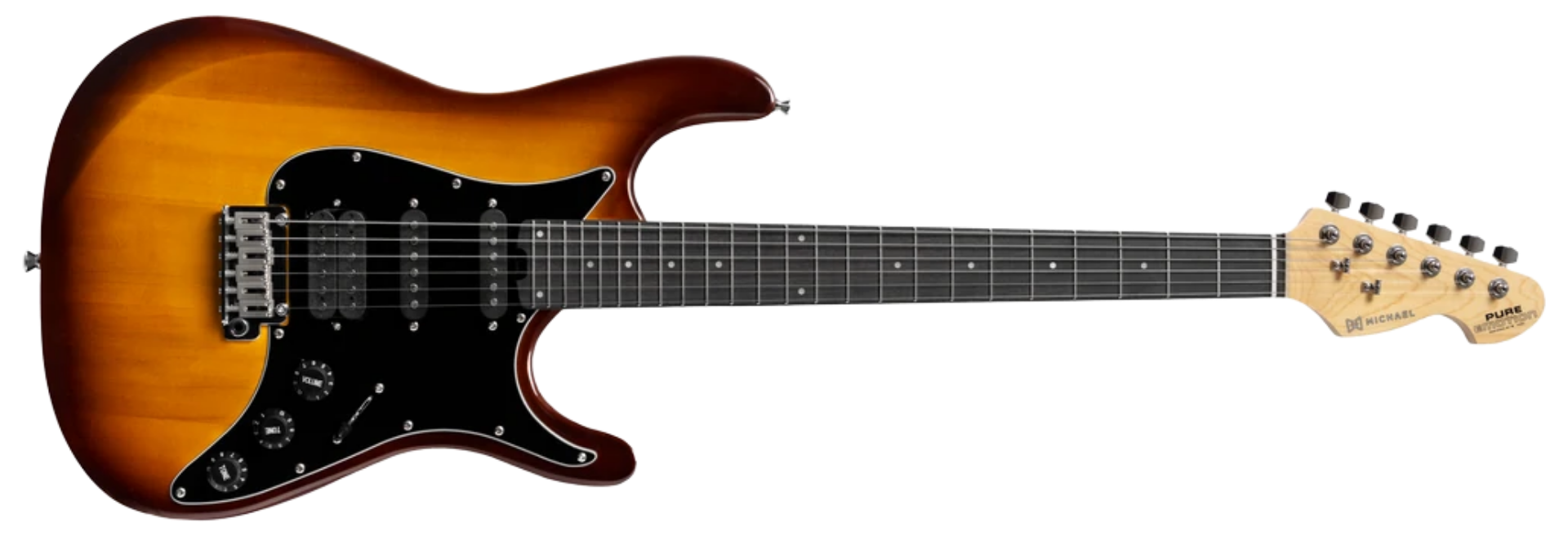 Guitarra Michael GMS270 SNB Sienna Burst Stratocaster HSS 6 Cordas Corpo Poplar Braço Maple Escala Purple Heart 24 Trastes Inox