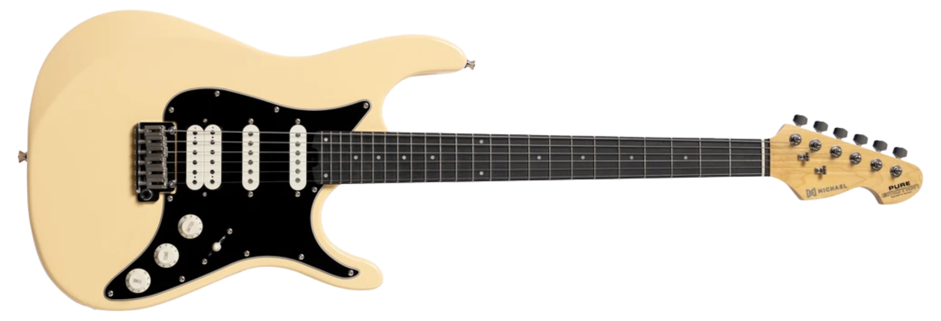Guitarra Michael GMS270 CRM Cream Strato HSS 6 Cordas Corpo Poplar Braço Maple Escala Purple Heart 24 Trastes Inox