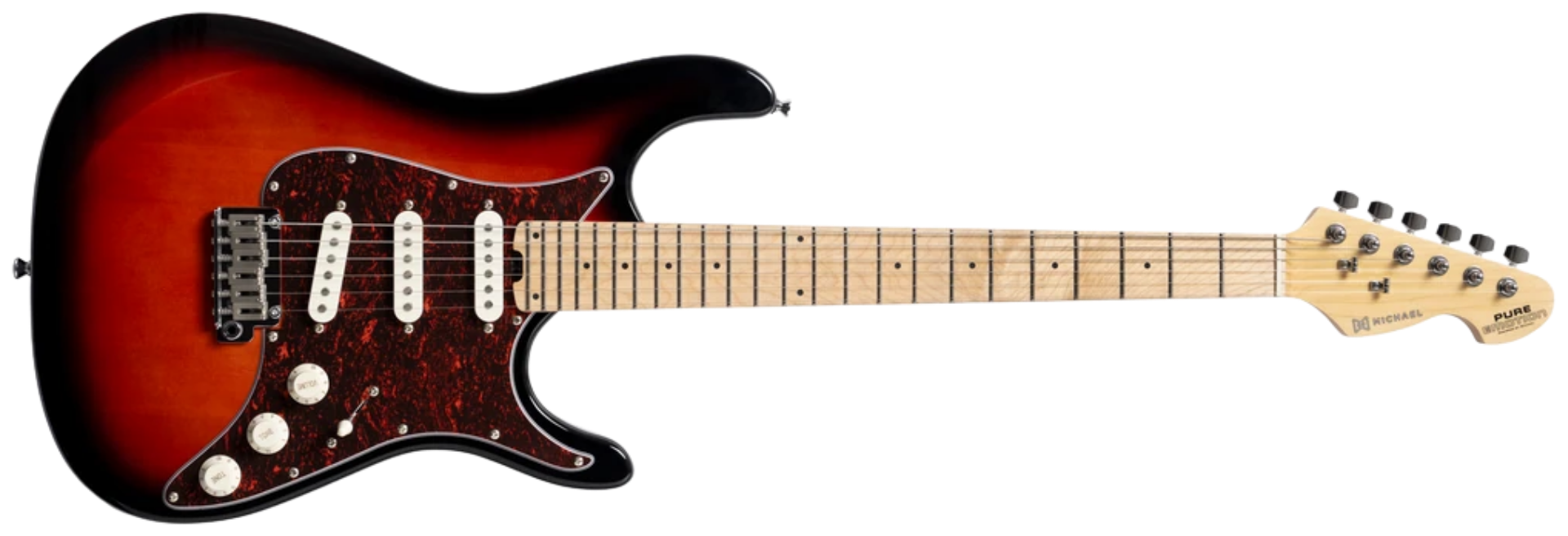 Guitarra Michael GMS260 DSB Dark Sunburst Strato SSS 6 Cordas Corpo Poplar Braço Maple Escala Purple Heart 24 Trastes Inox