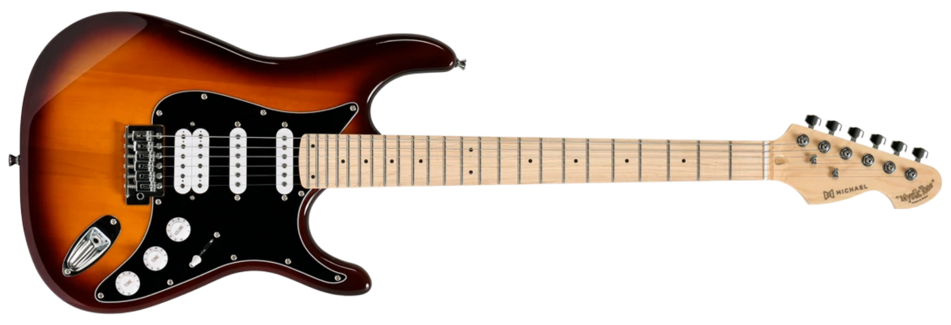 Guitarra Michael GMS140 TSB Tobacco Sunburst Strato SSH 6 Cordas Corpo Poplar Braço e Escala Maple 24 Trastes Inox