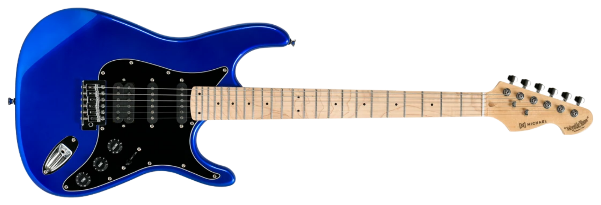 Guitarra Michael GMS140 MTB Metallic Blue Strato SSH 6 Cordas Corpo Poplar Braço e Escala Maple 24 Trastes Inox
