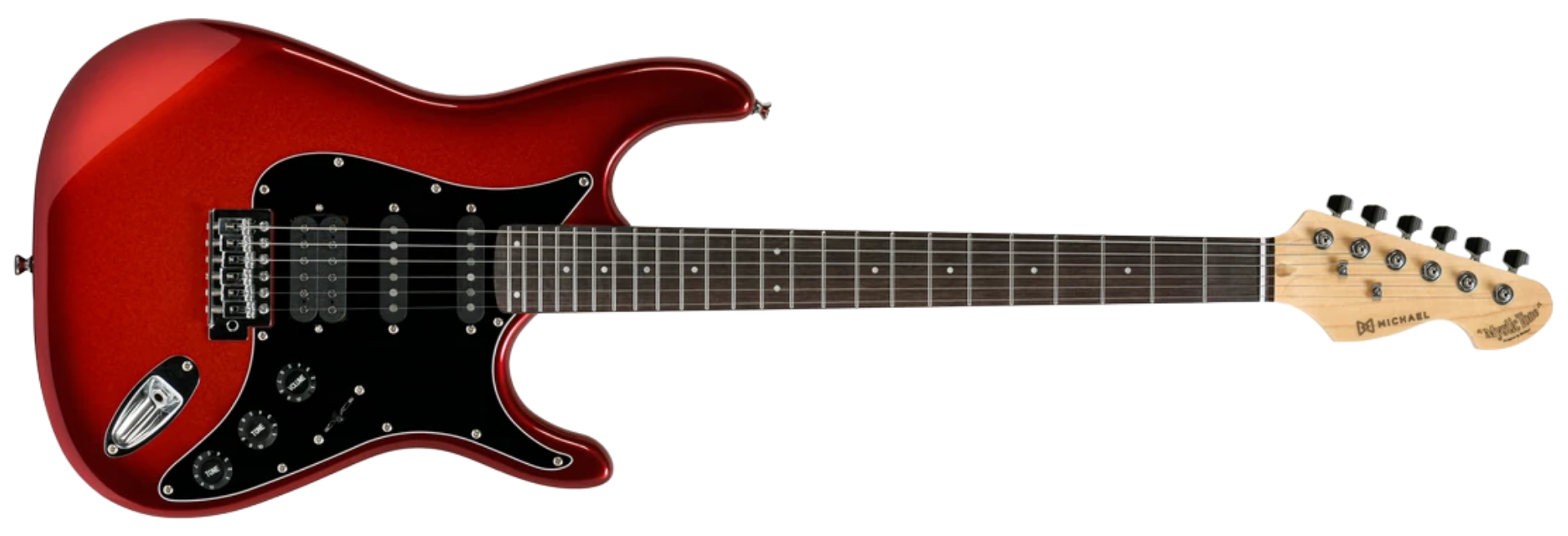 Guitarra Michael GMS140 CRB Red Burst Strato SSH 6 Cordas Corpo Poplar Braço Maple Escala Purple Heart 24 Trastes Inox