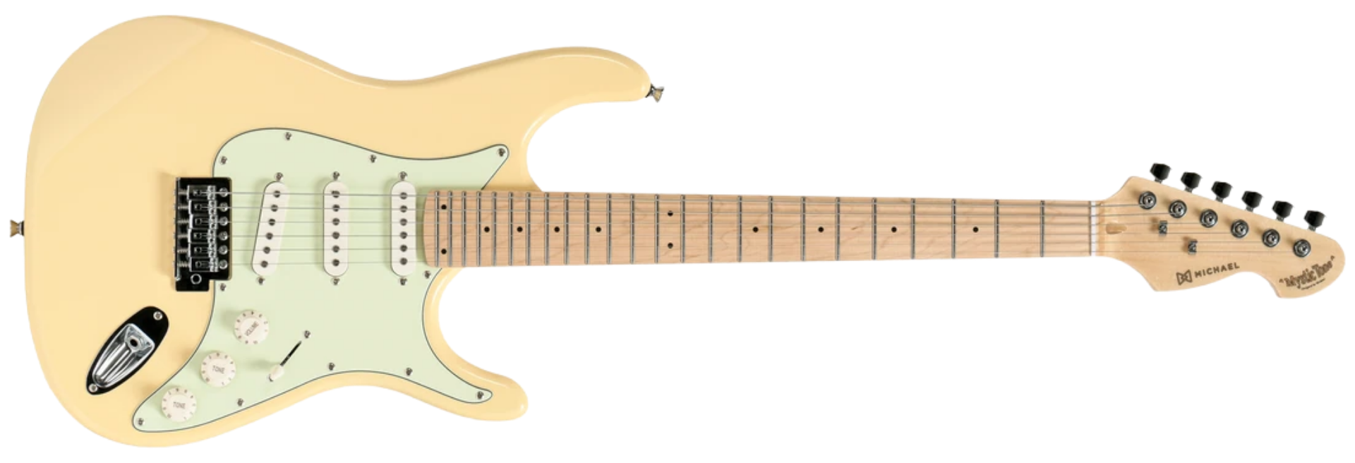 Guitarra Michael GMS130 CRM Cream Strato SSS 6 Cordas Corpo Poplar Braço Maple Escala Purple Heart 24 Trastes Inox