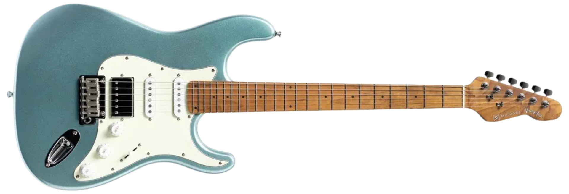 Guitarra Michael Vangart GMV200 ICB Iced Blue 6 Cordas Corpo Basswood Braço Maple Escala Purple Heart
