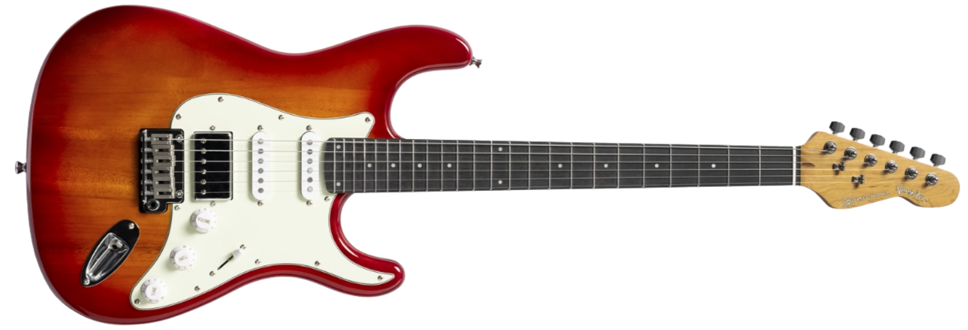 Guitarra Michael Vangart GMV200 CSB Cherry Sunburst Strato SSH 6 Cordas Corpo Basswood Braço Maple Escala Purple Heart