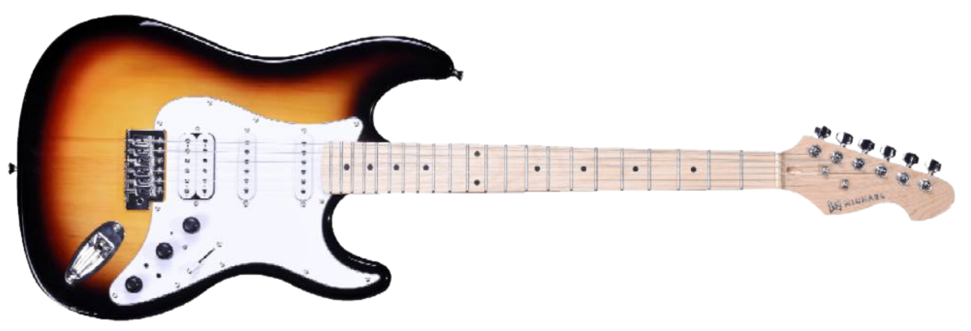 Guitarra Michael Rocker GMS250 VS Vintage Sunburst Strato HSS 6 Cordas Corpo Basswood Braço e Escala Maple com Efeitos
