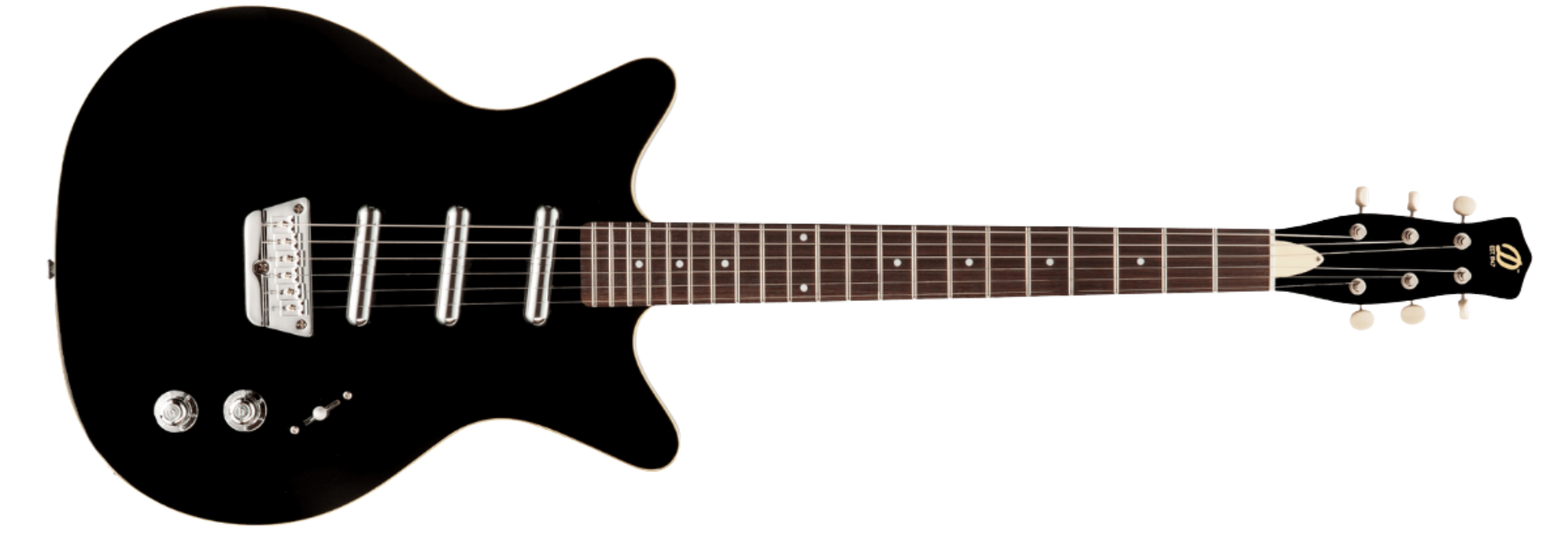 Guitarra Danelectro Triple Divine Black 6 Cordas Semi-Acústica Shorthorn 3 Captadores Lipstick Vintage Alnico VI e Escala Pau Ferro