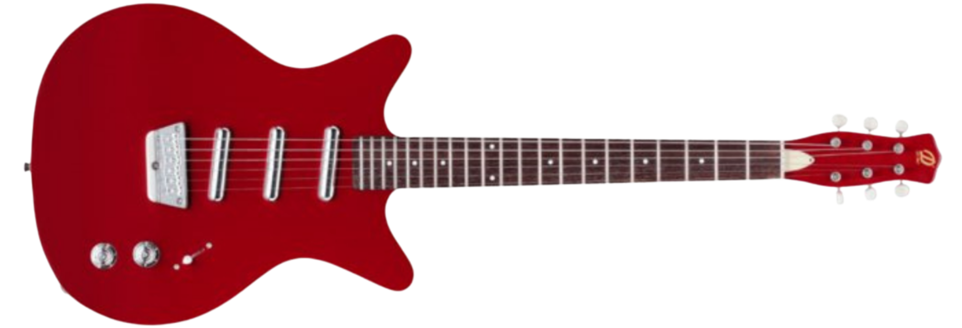 Guitarra Danelectro Triple Divine Red 6 Cordas Semi-Acústica Shorthorn 3 Captadores Lipstick Vintage Alnico VI e Escala Pau Ferro