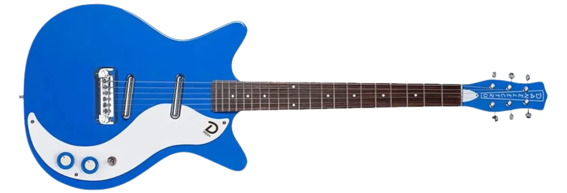 Guitarra Danelectro 59M NOS Gogo Blue 6 Cordas Semi-Oca Shorthorn com 2 Captadores NOS Lipstick Single-Coil Alnico VI