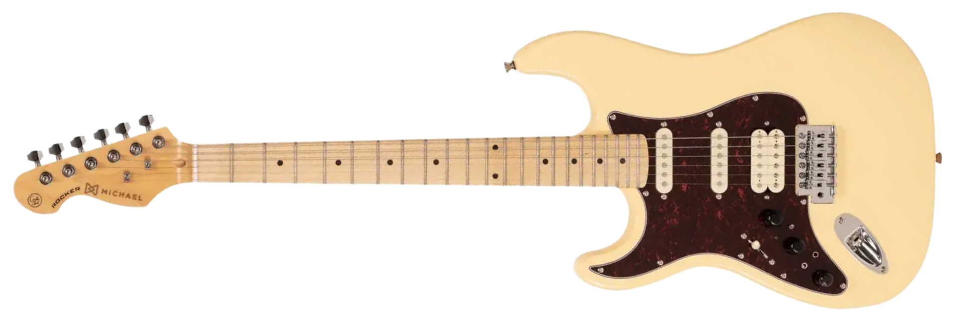 Guitarra Michael Rocker GMS250CR Canhota Creme Strato HSS 6 Cordas com Efeitos e Saída para Fone