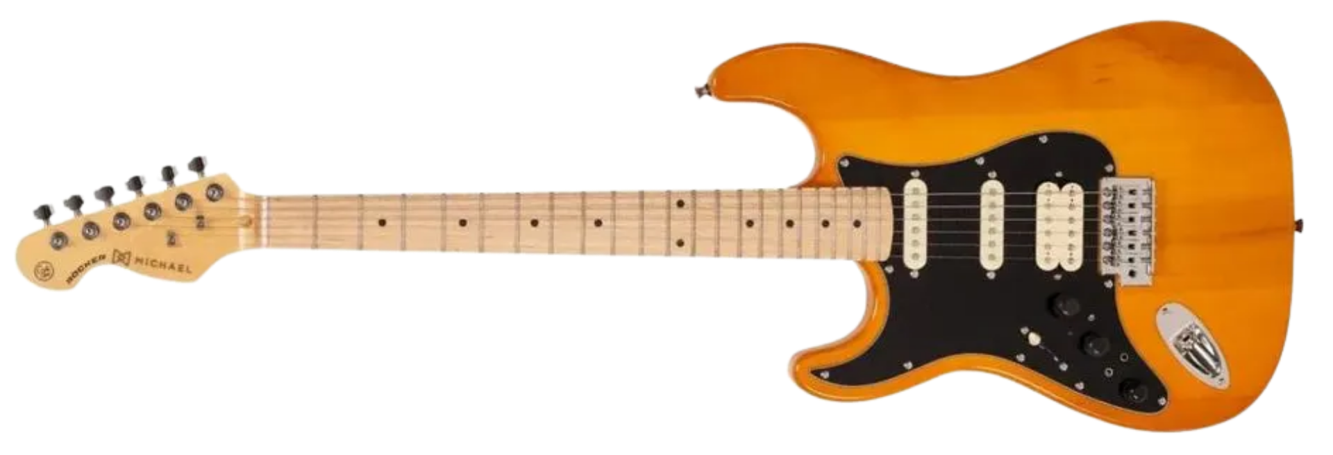 Guitarra Michael Rocker GMS250LH Canhota Âmbar Strato HSS 6 Cordas com Efeitos e Saída para Fone