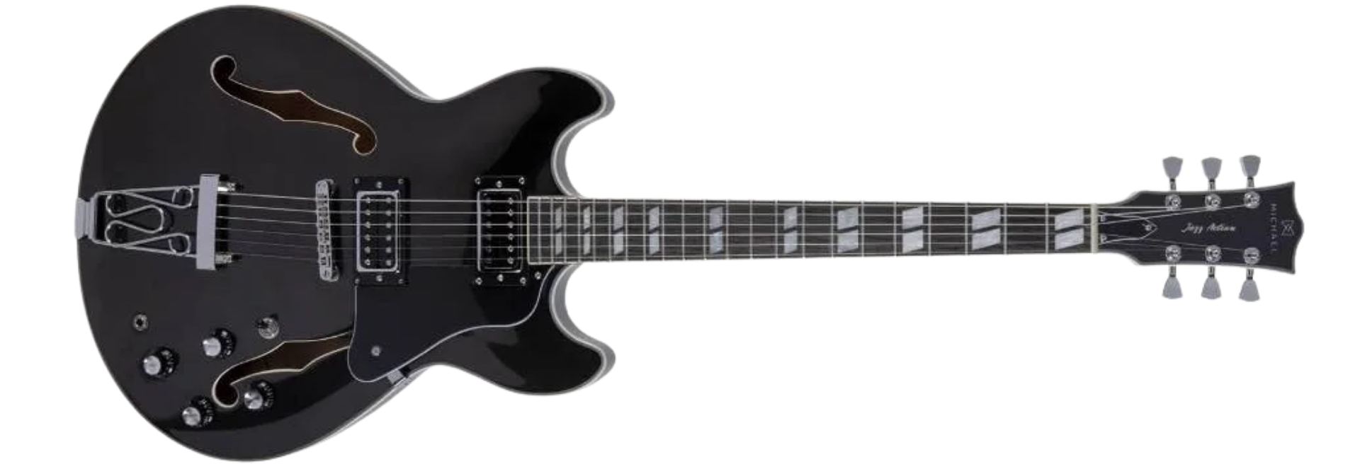 Guitarra Michael Jazz Action GM1159N MBK Metallic Black Semi-Acústica Hollowbody 335 6 Cordas 2 Open Humbuckers Vintage 22 Trastes