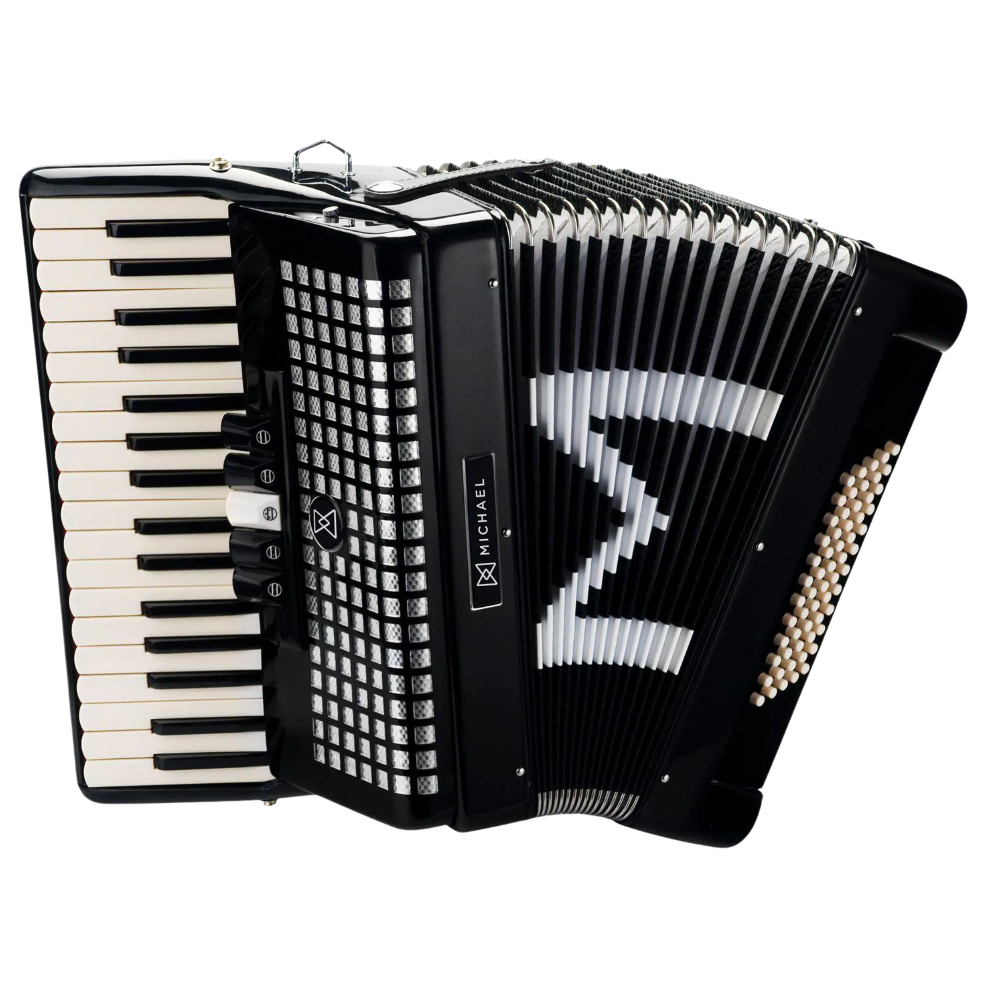 Acordeon Michael ACM6005 SPB Acústico 60 Baixos Preto Sólido 34 Teclas 5 Registros e Case