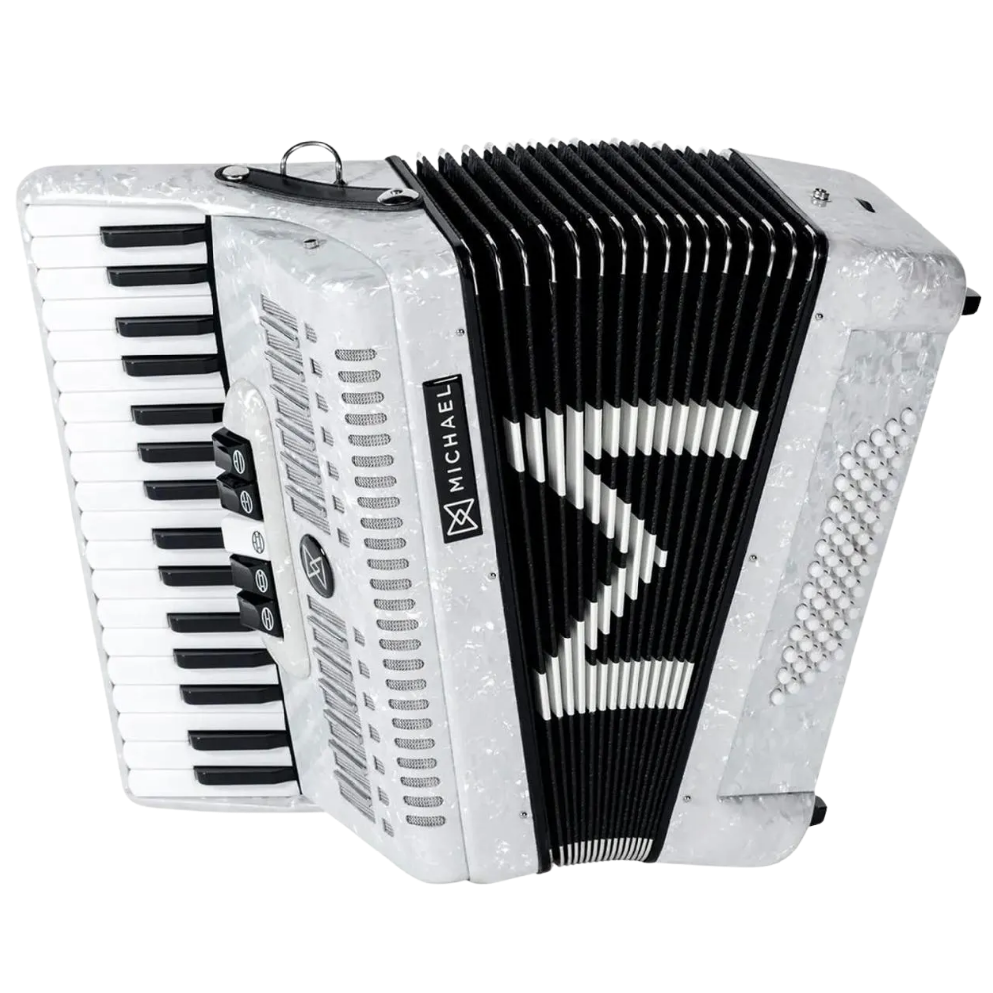 Acordeon Michael ACM6005N PWH Branco Pérola 60 Baixos 34 Teclas 5 Registros Terça de Voz