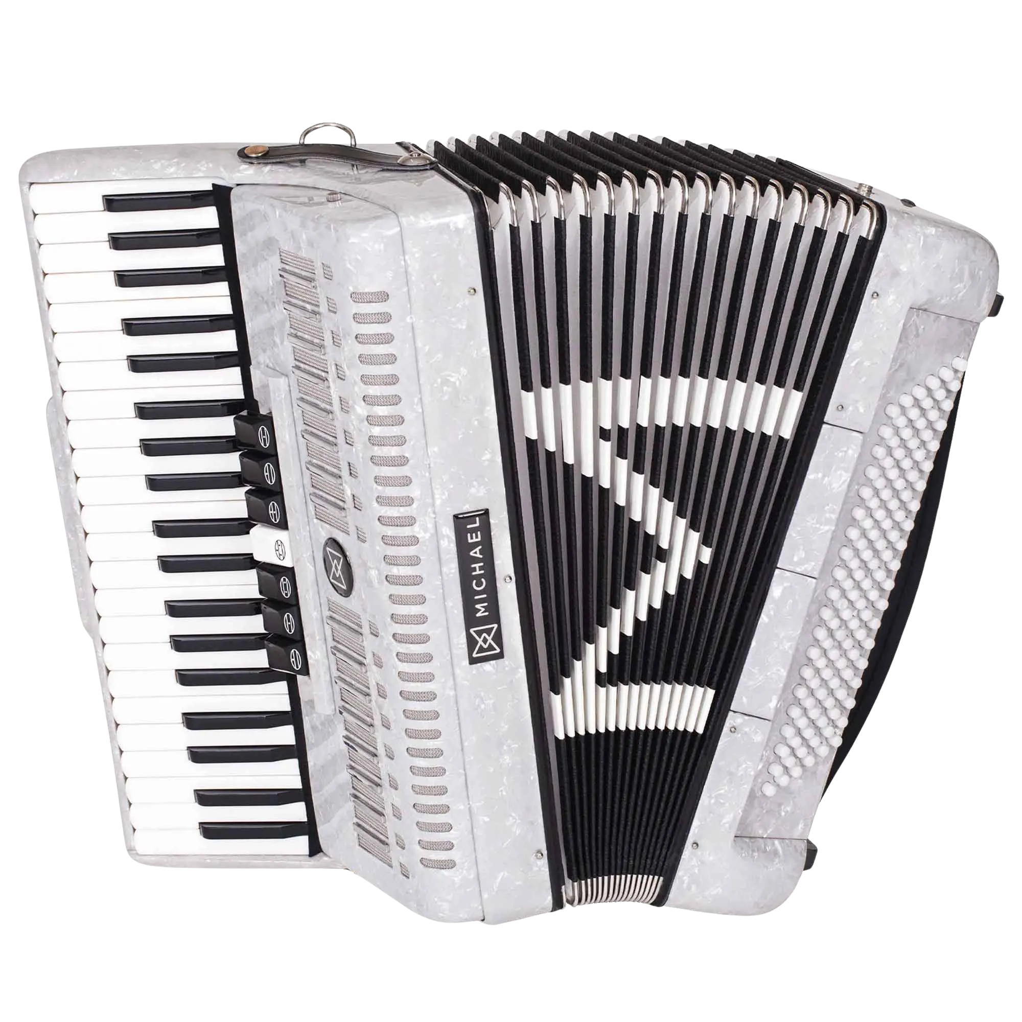 Acordeon Michael ACM12007N PWH White Pearl 120 Baixos 41 Teclas 3ª de Voz 7 Registros e Bag