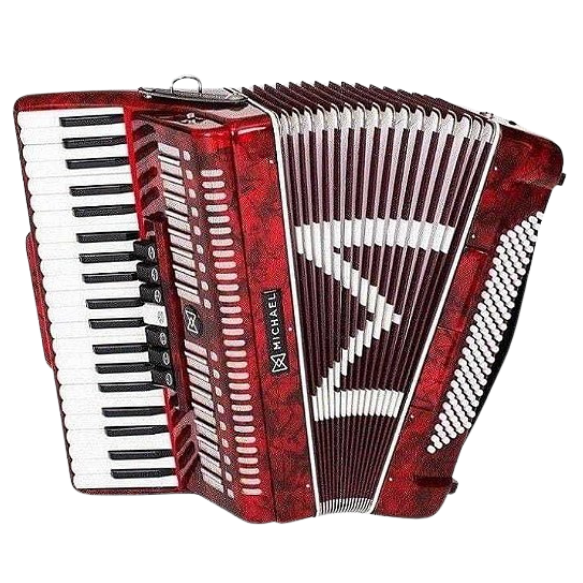 Acordeon Michael ACM12007N PRD Vermelho Perolado 120 Baixos 41 Teclas 9 Registros e Bag