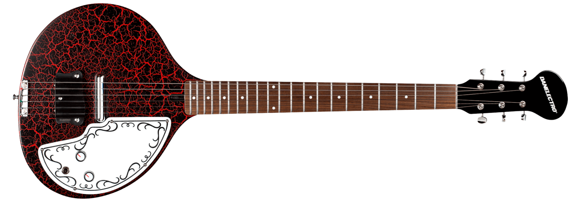 Baby Sitar Danelectro Red Crackle 13 Cordas com 1 Captador Lipstick e Escala 25"