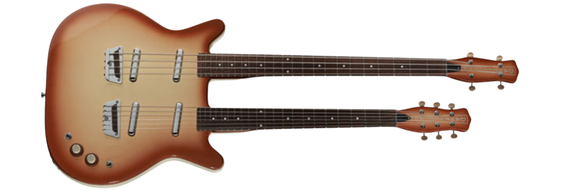 Guitarra Doubleneck Danelectro '64 6 e 12 Cordas Copper Burst 2 Braços com 4 Captadores Lipstick