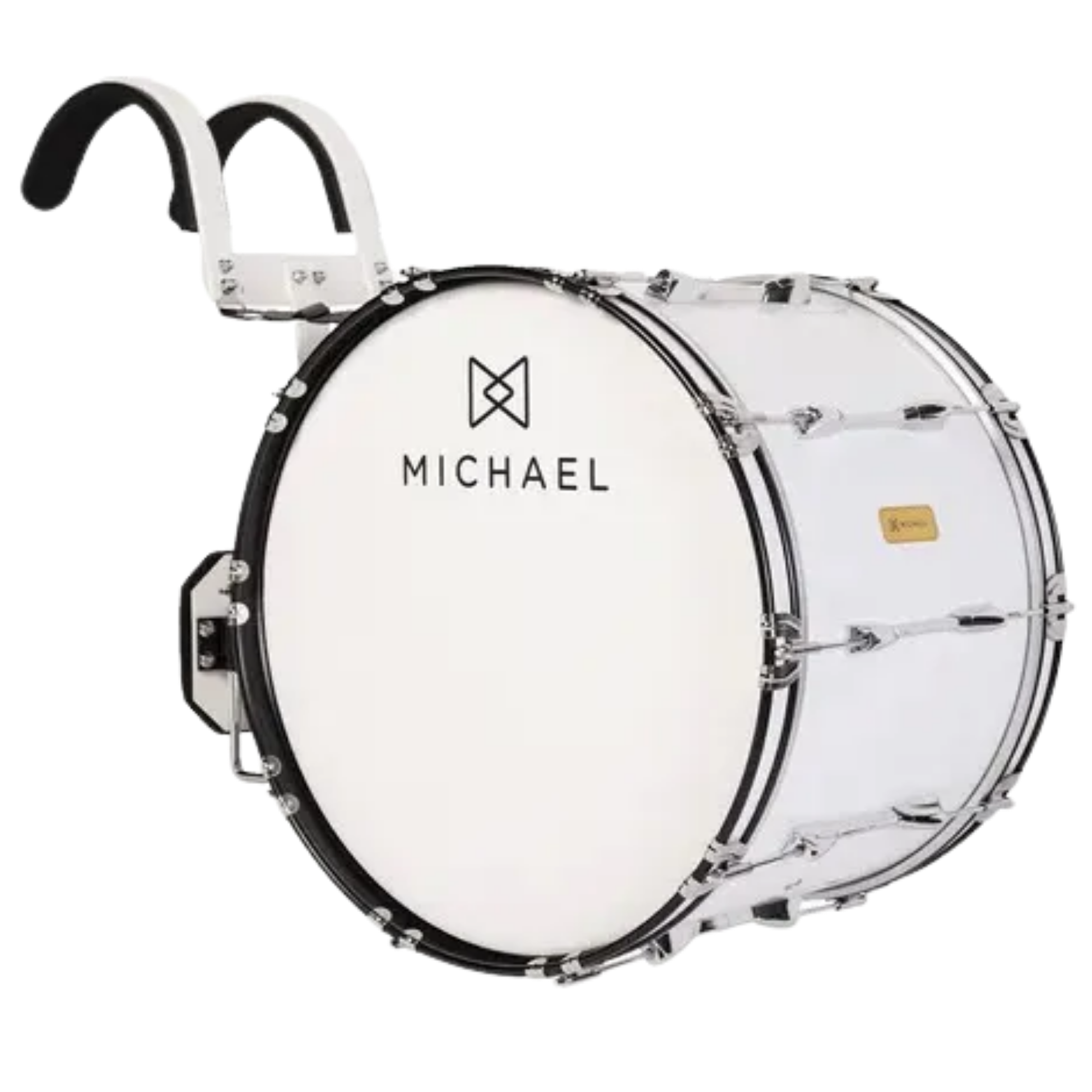 Bumbo de Marcha Michael DBM2214 22" x 14" Branco com Colete, 10 Afinações e Par de Baquetas