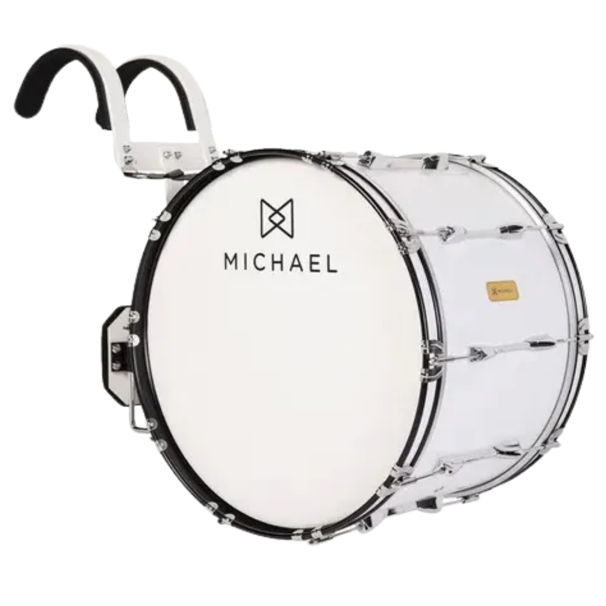 Bumbo de Marcha Michael DBM2014 20" x 14" Branco com Colete, 10 Afinações e Par de Baquetas
