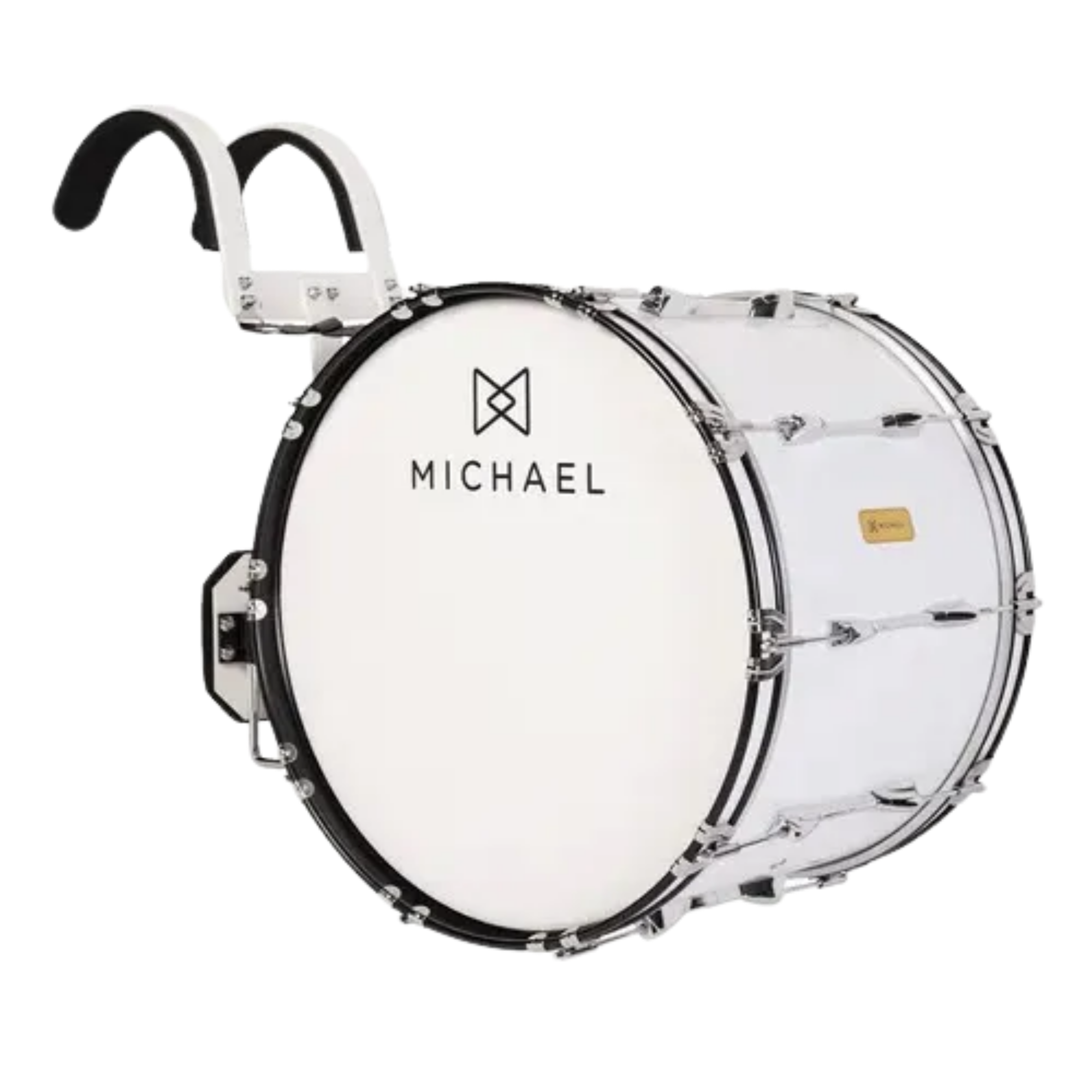 Bumbo de Marcha Michael DBM2014 20" x 14" Branco com Colete, 10 Afinações e Par de Baquetas