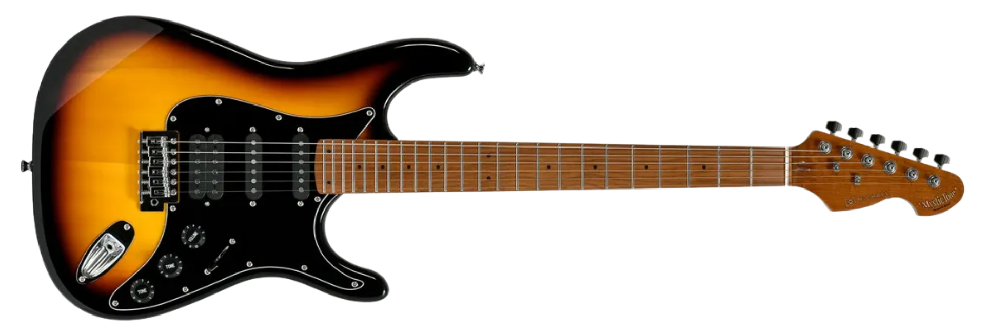 Guitarra Michael Mystic Tone GMS150 SUB Sunburst HSS com Captadores Cerâmicos Ponte Tremolo 2 Pivôs e Escala Rosewood