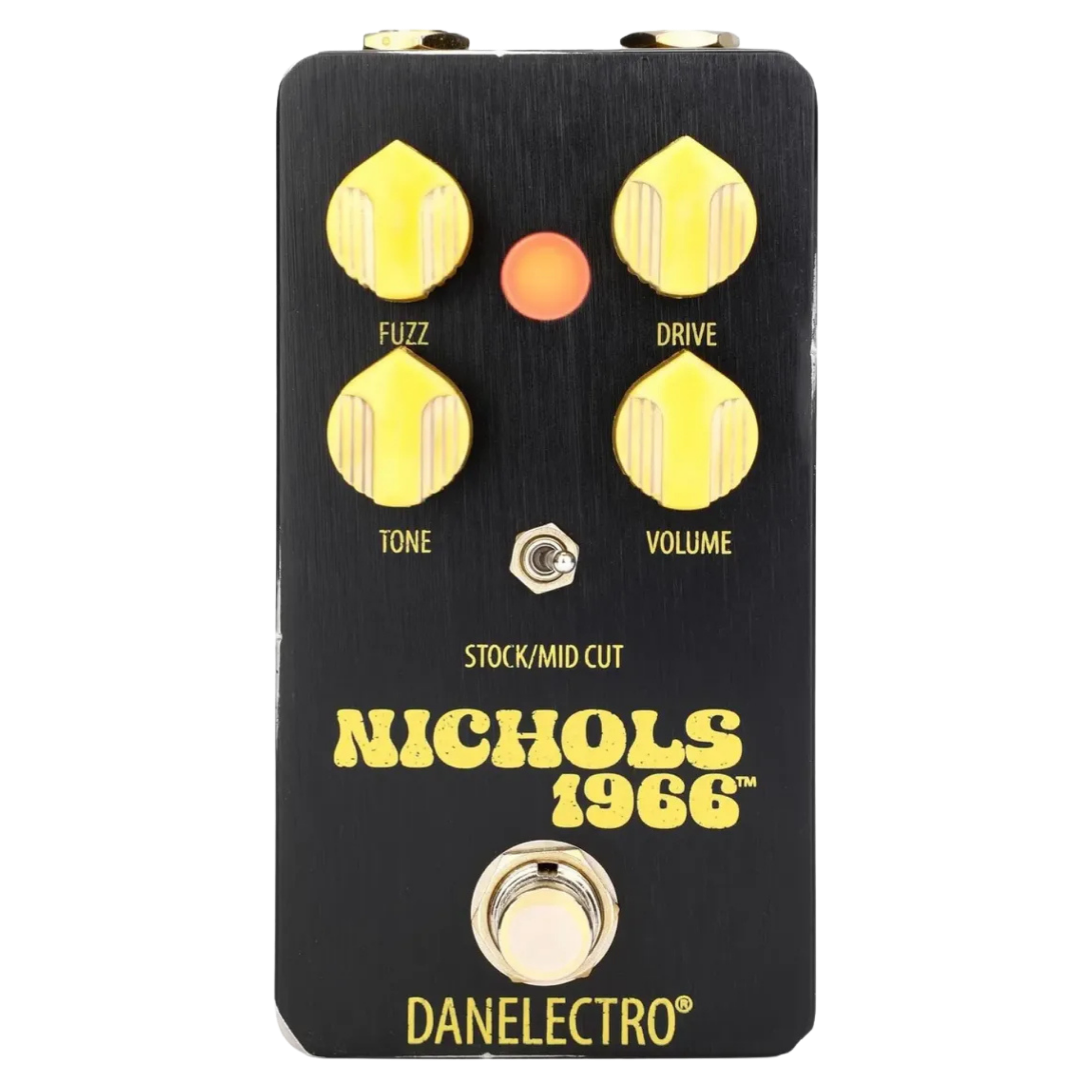 Pedal Danelectro N-66 Nichols 1966 Fuzz Drive com Fuzz Drive Tone Volume e Chave Stock/Mid Cut