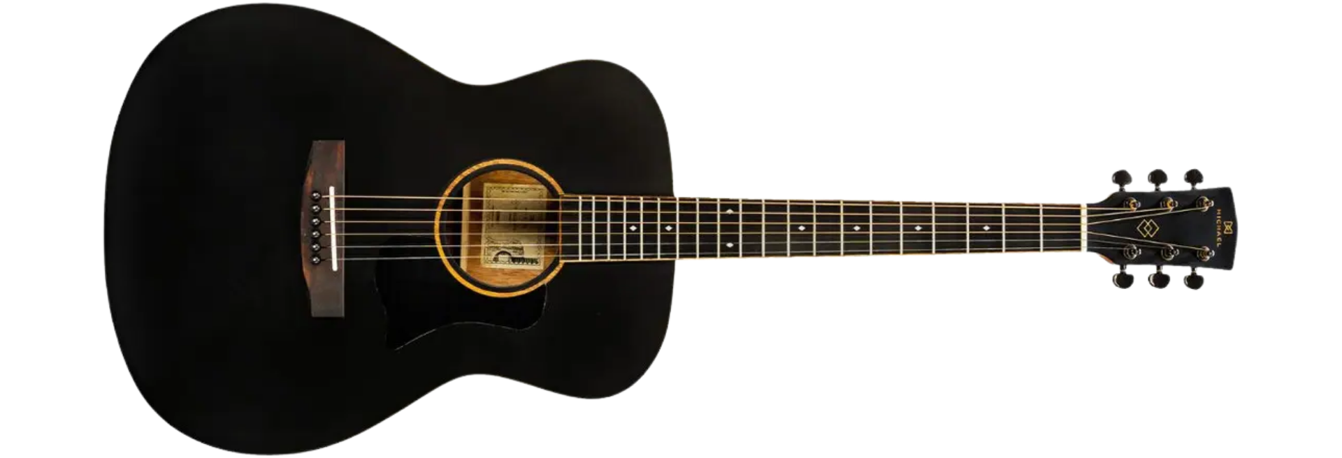 Violão Eletroacústico Aço Michael Elegance VME740 BT Black Top 6 Cordas Cutaway Mahogany Spruce