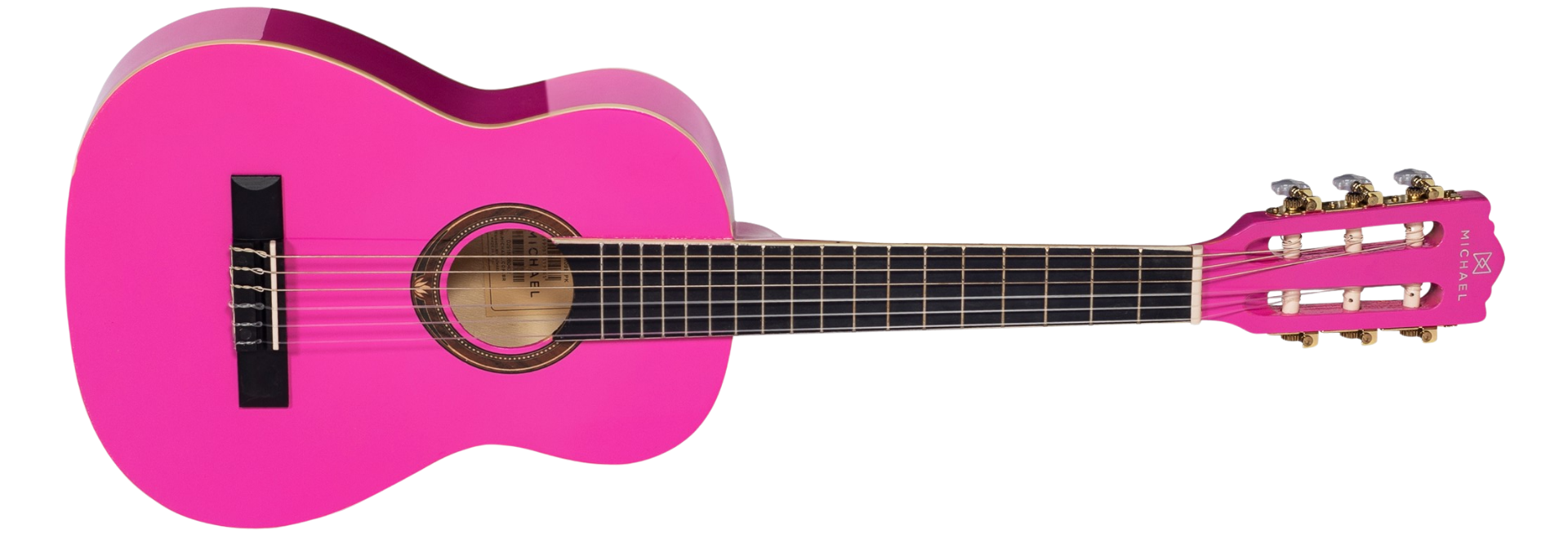 Violão Acústico Nylon Michael Go Play VM09E PK Pink Infantil 1/4 30" com Tampo Linden e Escala Dark Maple