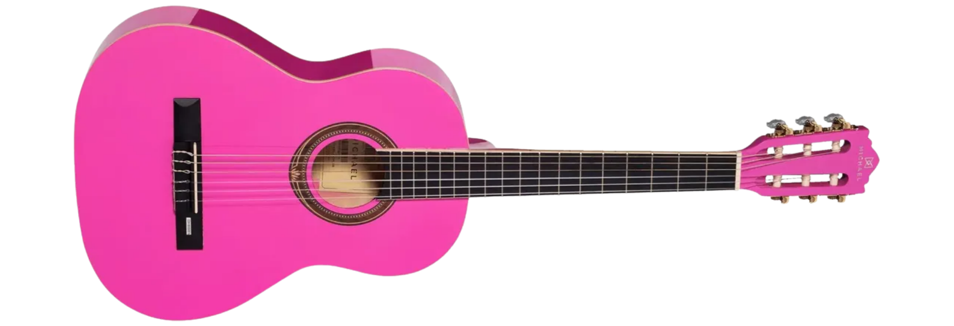 Violão Acústico Nylon Michael Go Play VM13E PK Pink Infantil 3/4 36" com Tampo Linden e Escala Dark Maple