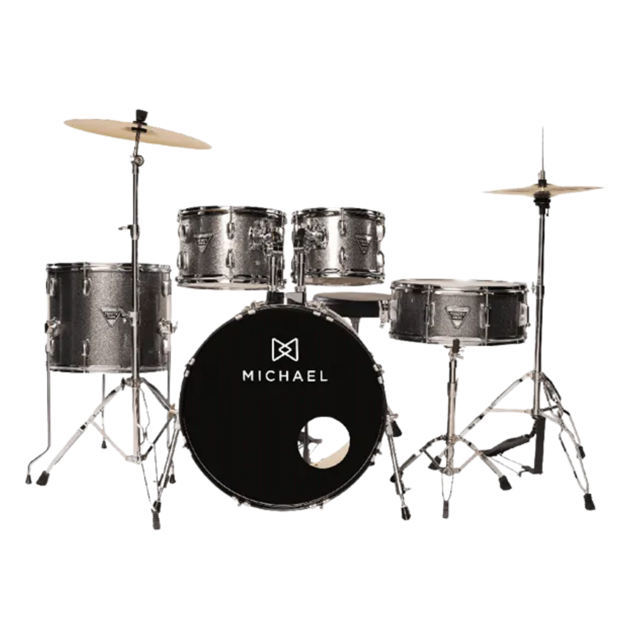 Bateria Acústica Michael Trinity DMT220 GY Dark Gray 5 Peças com Bumbo 20", Tons 10"/12", Surdo 14" e Caixa 14"