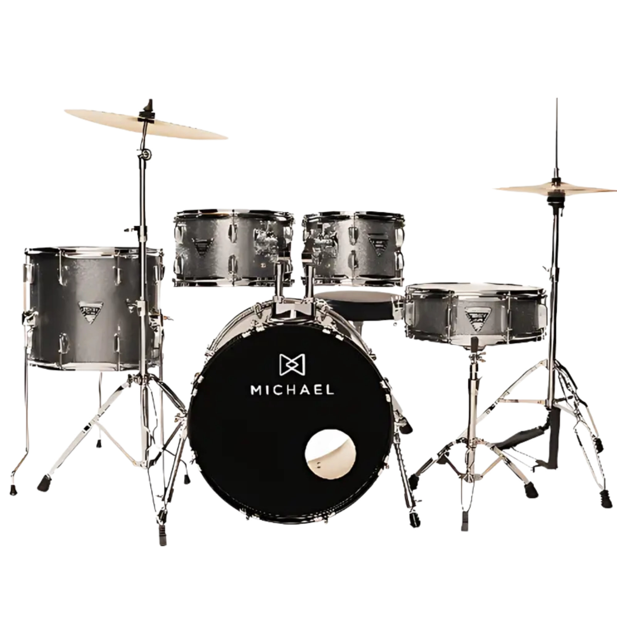Bateria Acústica Michael DMT218 GY 5 Peças com Bumbo 18" Tom 10" Surdo 13" e Caixa 12"