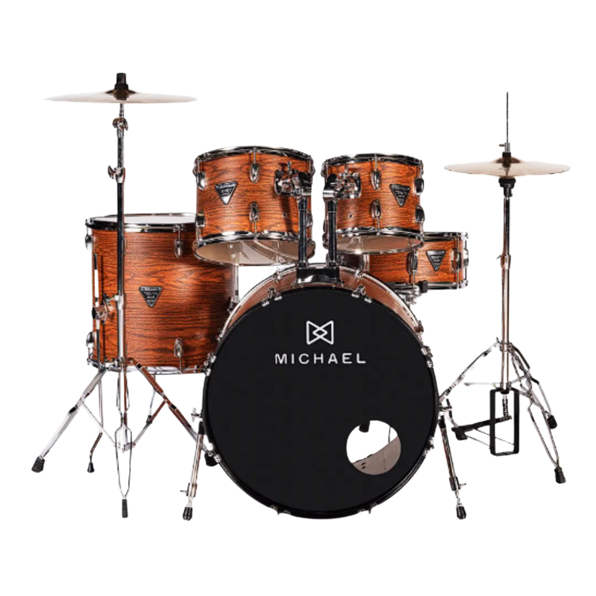 Bateria Acústica Michael Trinity DMT322 MSP Matte Silver Pearl 5 Peças com Bumbo 22", Tons 10"/12", Surdo 14" e Caixa 14"