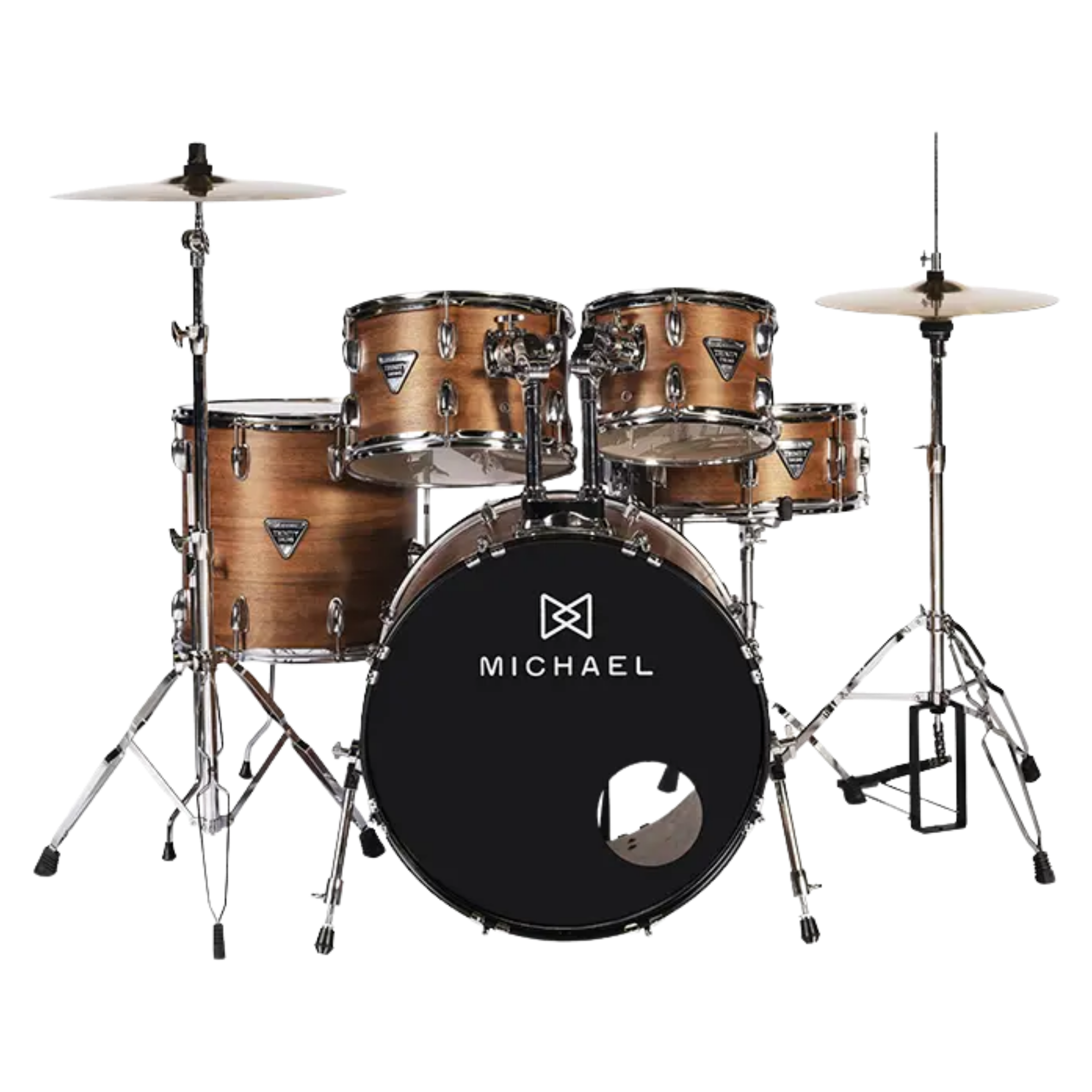 Bateria Acústica Michael Trinity DMT320 MSP Matte Sapele 5 Peças com Bumbo 20" Tons 10"/12" Surdo 14" e Caixa 14"