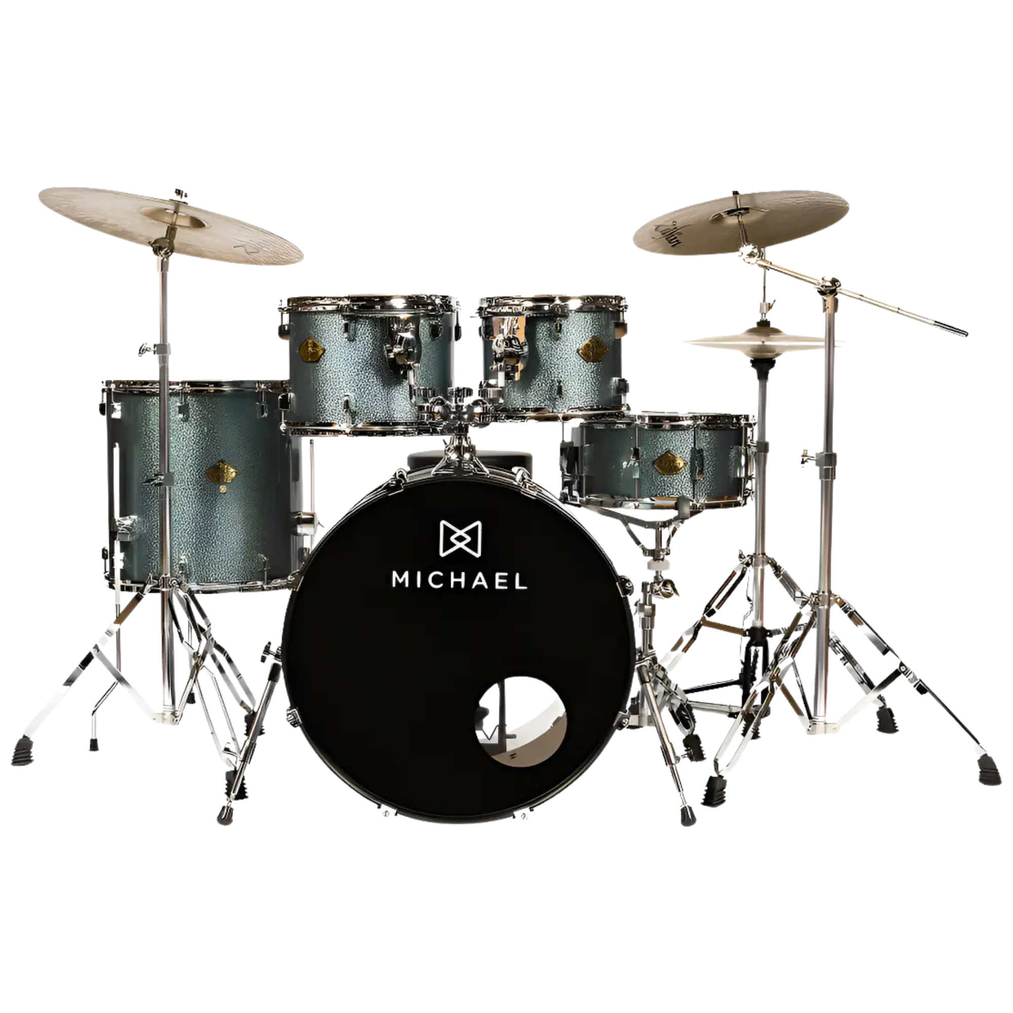 Bateria Acústica Michael Legacy DML422 SMB Sparkle Marine Blue Bumbo 22" com Ferragens 5 Peças