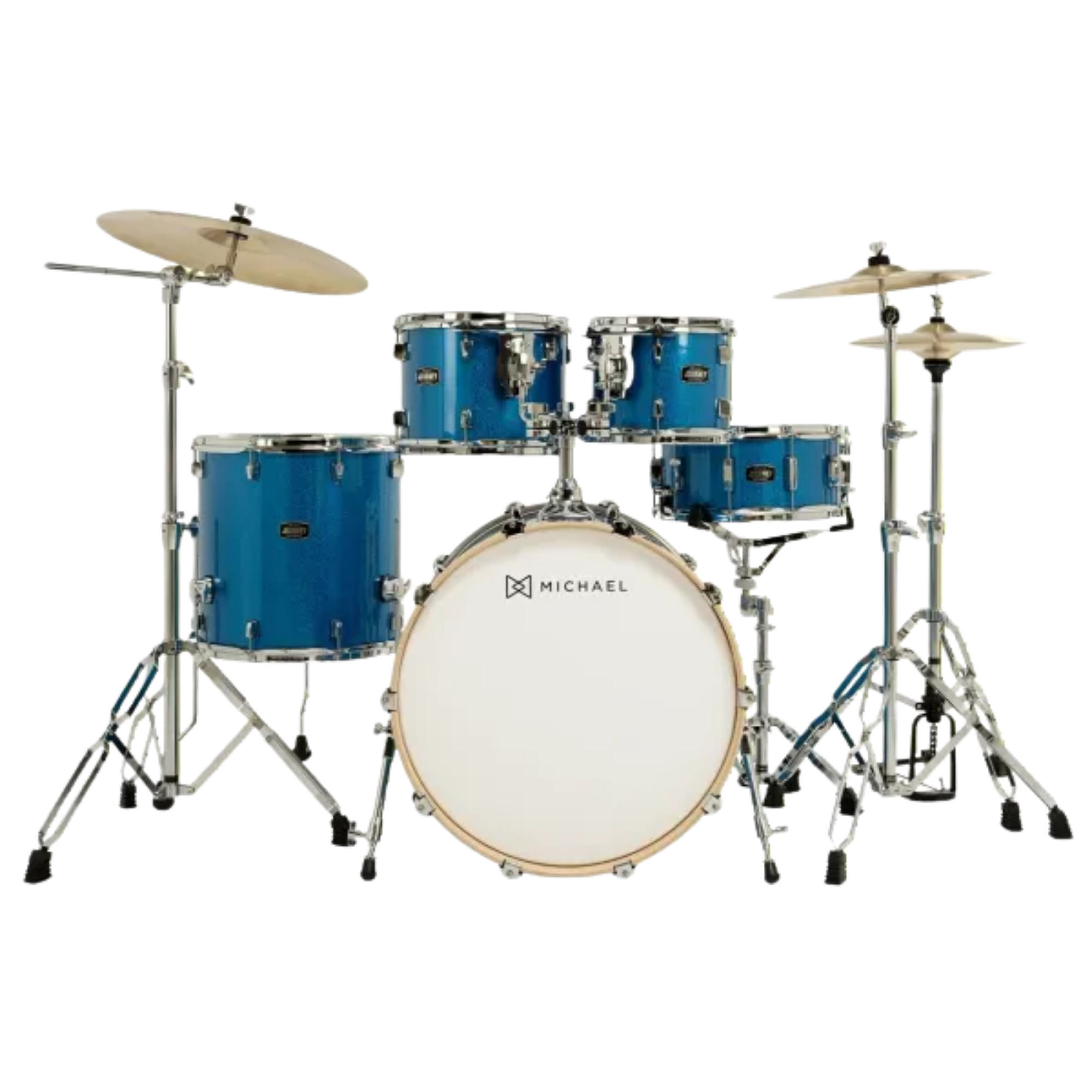 Bateria Michael Journey SBL Sparkling Blue Maple Birch 22" 10" 12" 16" Caixa 14"x6,5" Shell Pack