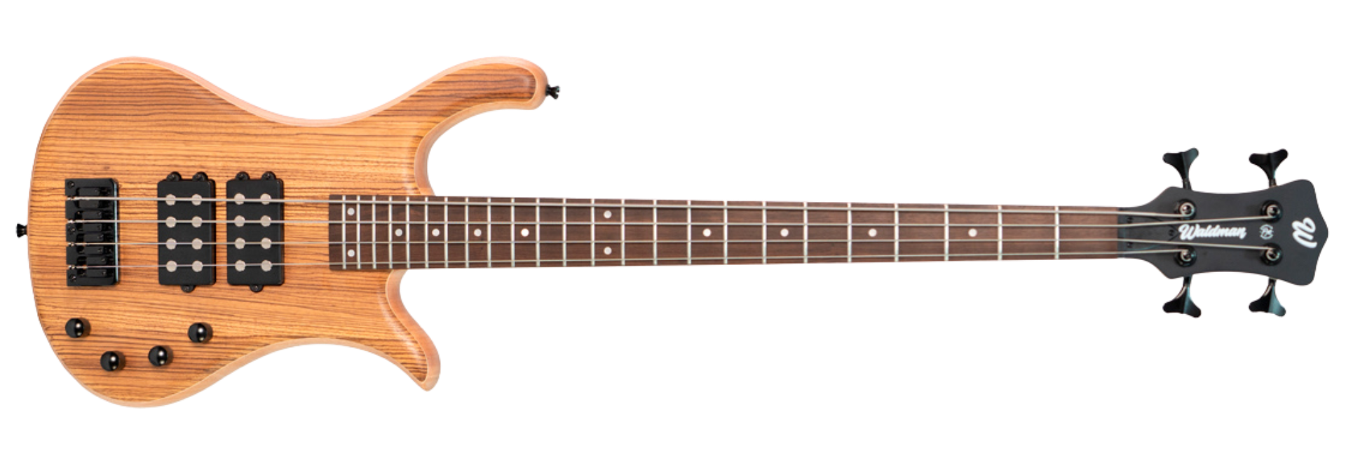Contrabaixo Waldman WB500A NAT Natural Ativo 4 Cordas Corpo Ash Tampo Mogno Zebrano com 2 Humbuckers Music Man