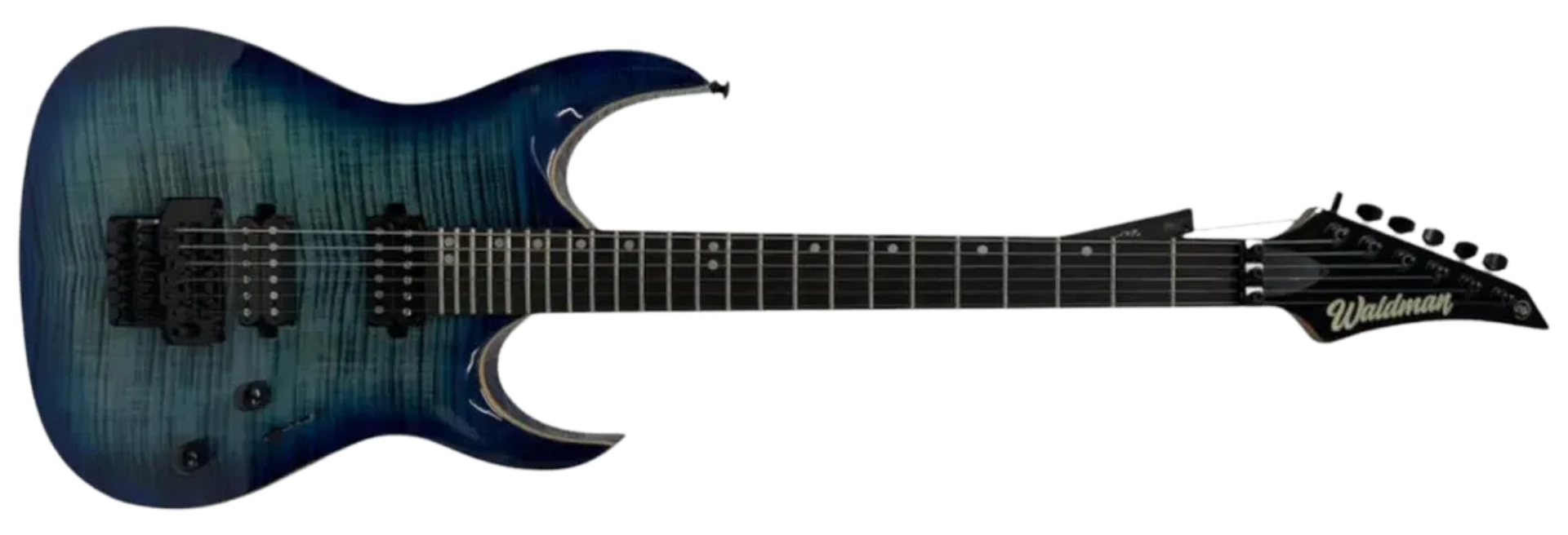 Guitarra Waldman WGA320F JE-BL Super Strato Destro JE Blue Sea 6 Cordas com Floyd Rose e Escala Maple