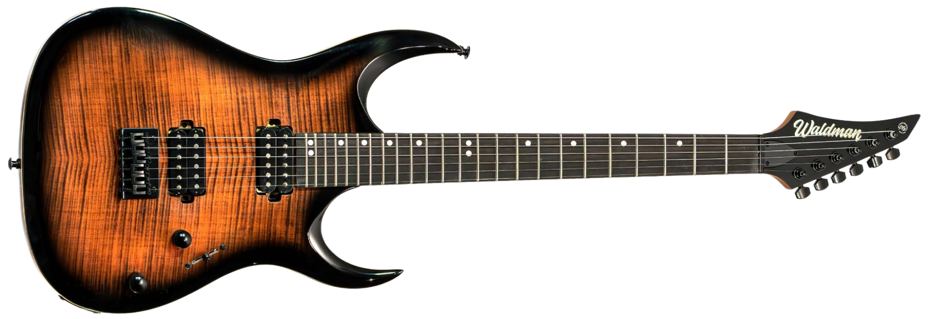 Guitarra Waldman WGAR220F BR Super Strat 6 Cordas Brown com 2 Humbuckers 24 Trastes Ponte Fixa e Escala Rosewood