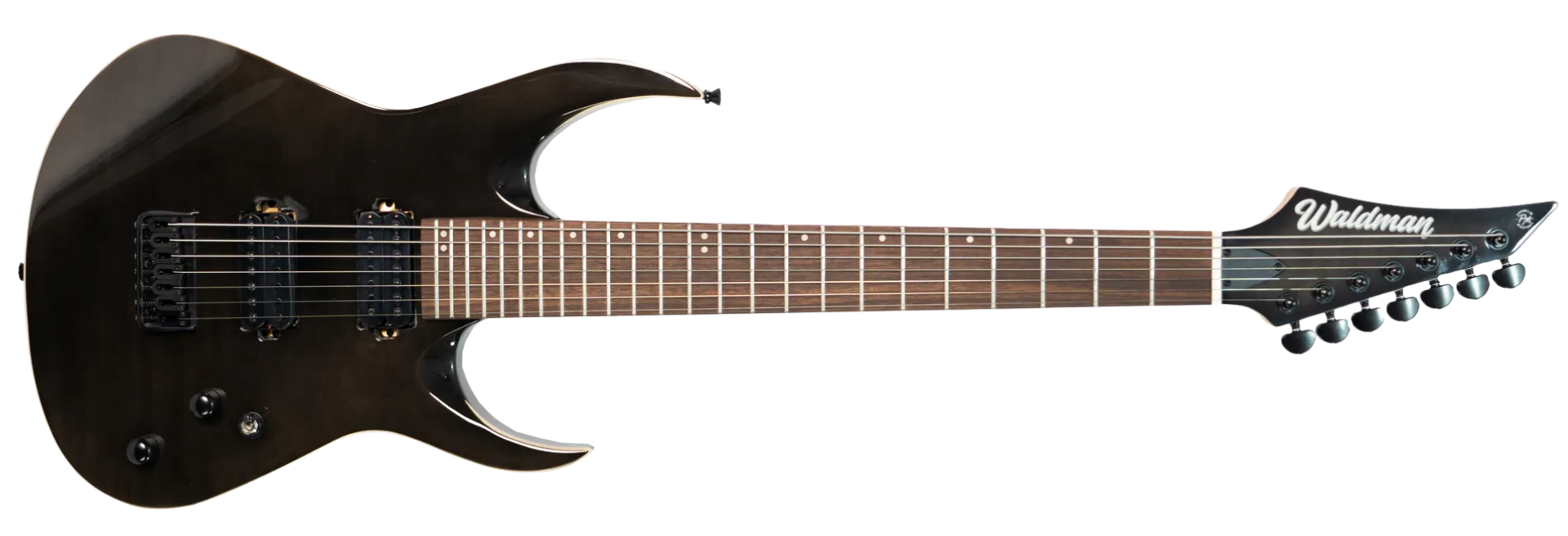 Guitarra Waldman WIG527 TBK 7 Cordas HH Ativa Trans Black 24 Trastes com Push-Pull e Tarraxas com Trava