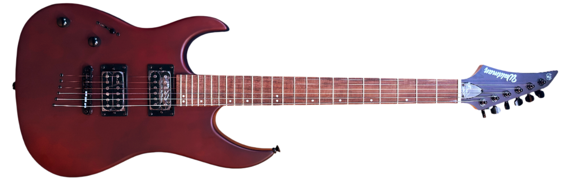 Guitarra Waldman WST180L WS Walnut Satin HH Fixa 24 Trastes 6 Cordas LH Canhoto Corpo Poplar e Escala Laurel