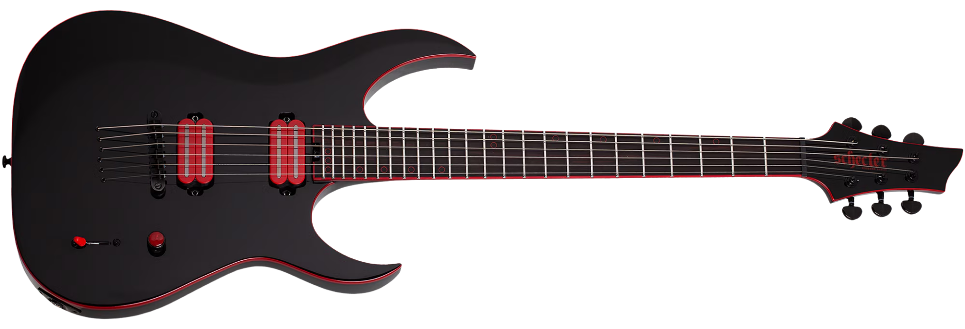 Guitarra Schecter Sunset-6 Red Dawn GB Gloss Black HH com Fishman Fluence Modern Open-Core e Ponte TonePros 3890