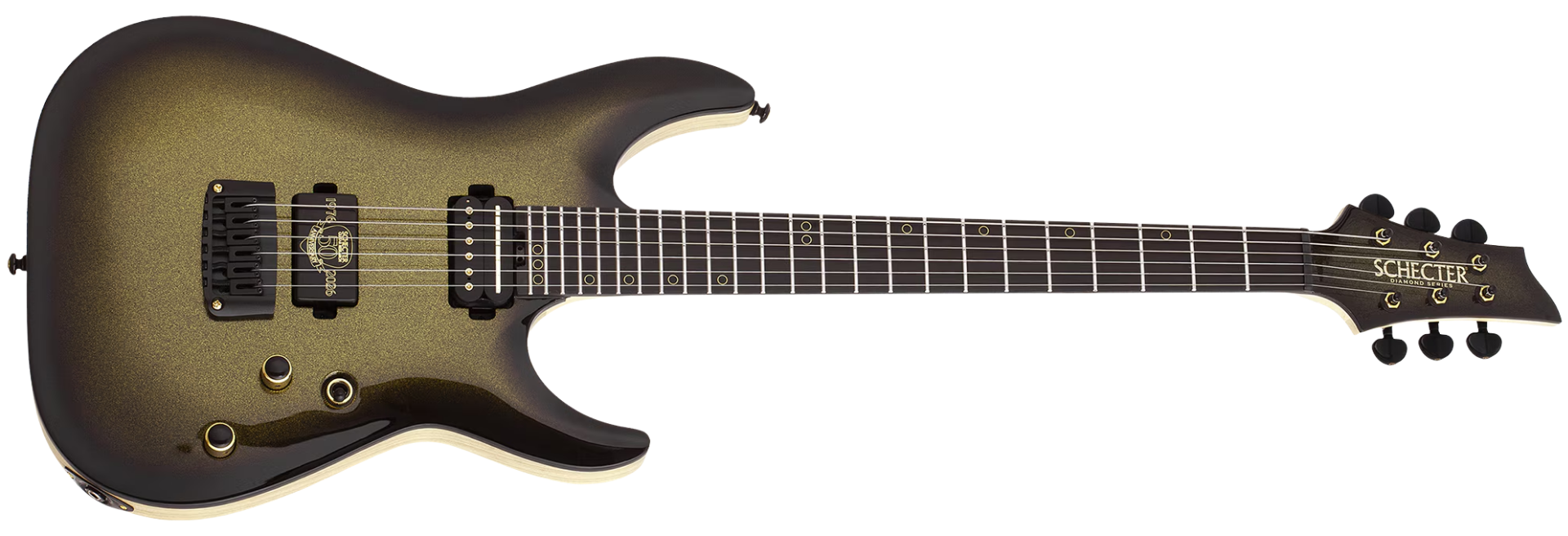 Guitarra Schecter C-1 50th Anniversary 50th Gold Burst HH com Sunset Strip e Pasadena Classic Coil Split 4135
