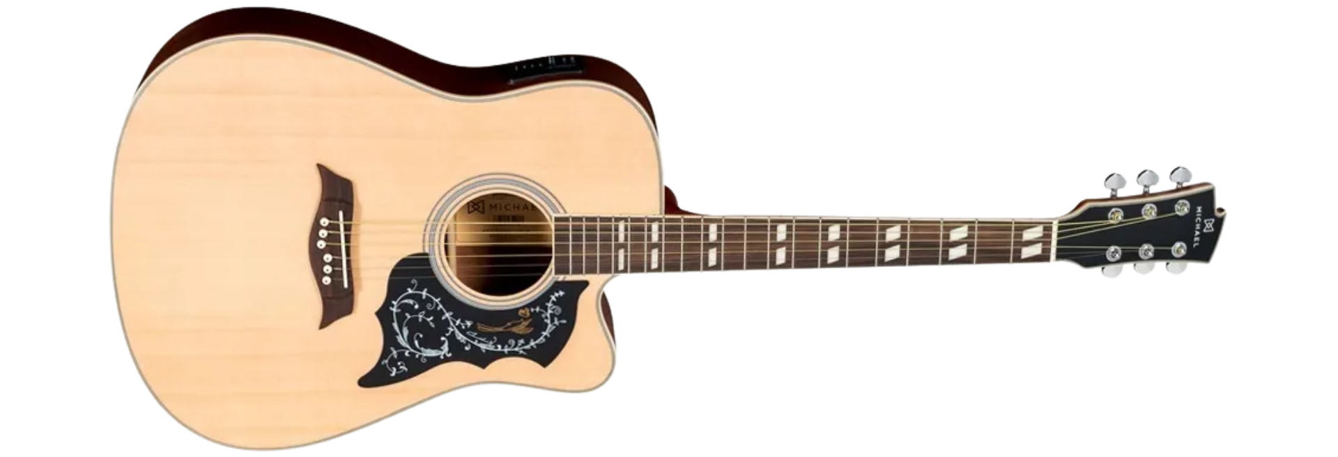 Violão Eletroacústico Aço Michael Galaxy VM925DTC NAT Natural Satin com Tampo Spruce e Captação