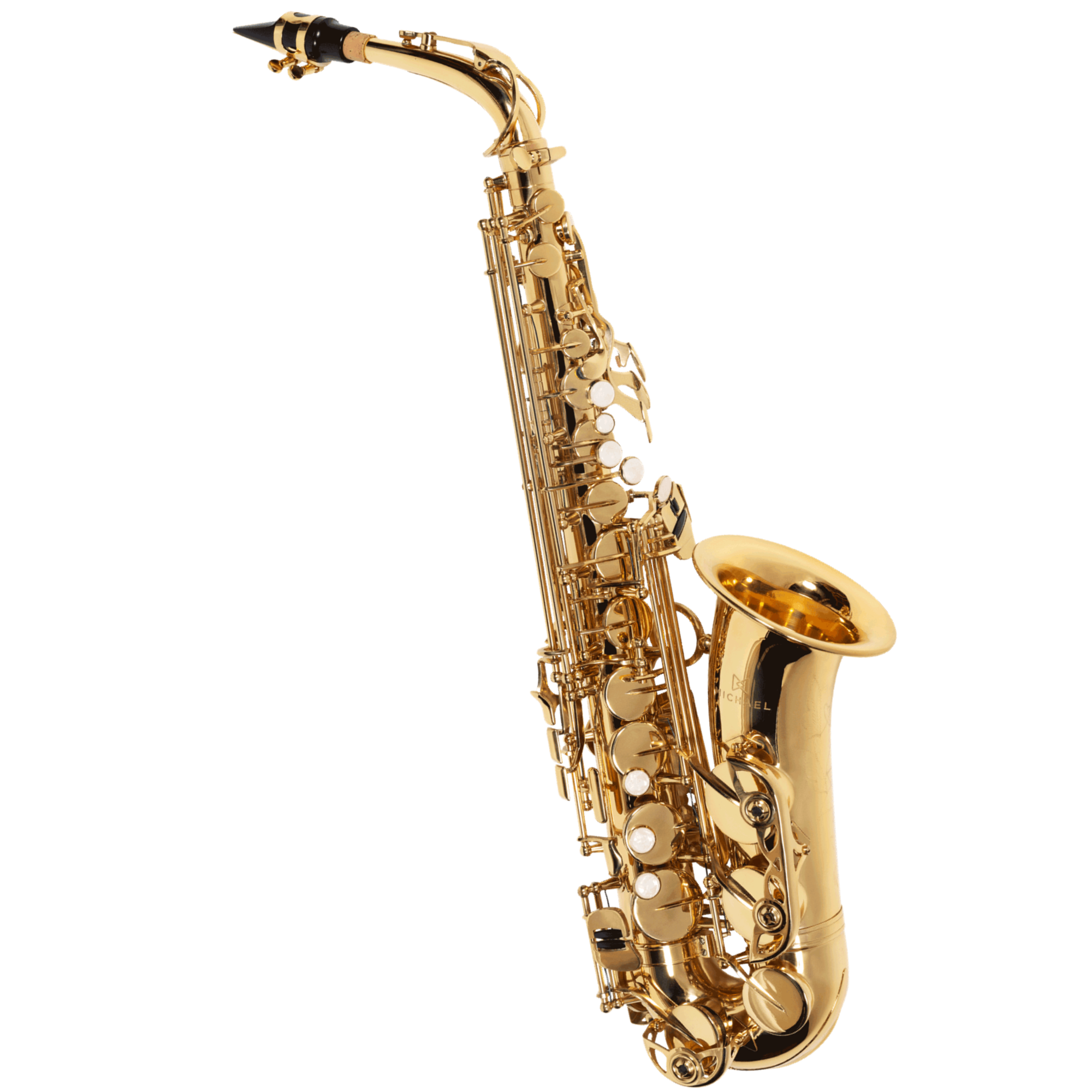 Saxofone Alto Michael WASM30N Laqueado Dourado com Chaves Niqueladas Bocal e Estojo
