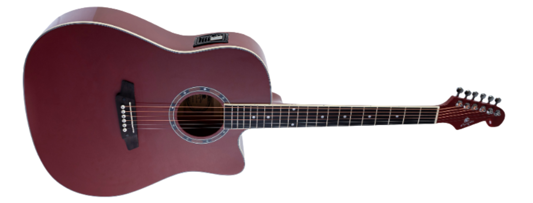 Violão Eletroacústico Aço Marquês VA-207RDVEQ Red Vintage Brilho Folk Cutaway com B-12 4 Bandas e Afinador