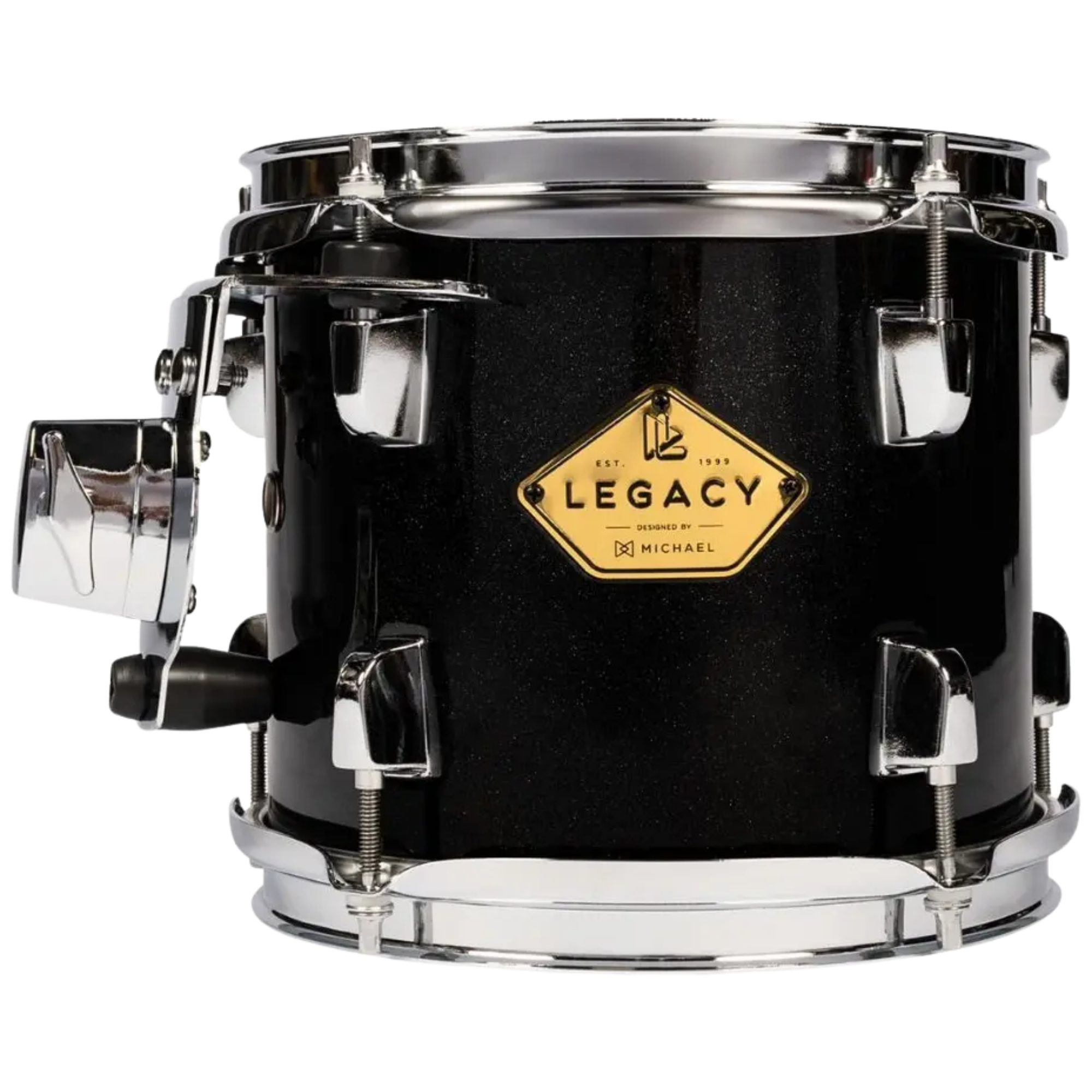 Tom para Bateria Michael Legacy DMLT0807 SBK Sparkle Black 8" x 7" Casco Poplar com Suspensão M.S.3 e Holder